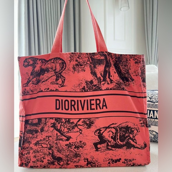 Christian Dior Canvas Dioriviera Tote Pink Grey♥️ - Picture 7 of 12